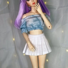 Load image into Gallery viewer, BJD Acid Wash Soft Denim Bubble Blouse Crop Top 1/4 MSD MNF