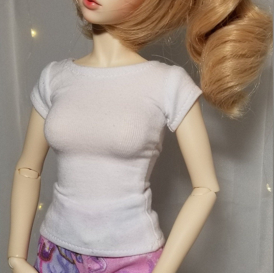 BJD Fitted White T-Shirt 1/4 MSD - Blue Bird Doll Shop