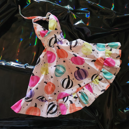 Neon Goth Candy Pumpkins Flared Halter Dress for 1/3 BJD - Blue Bird Doll Shop